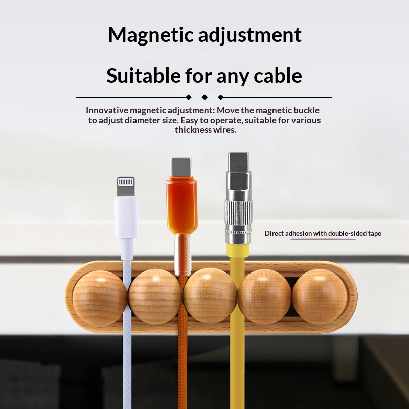 Cable Organizer Magnetic - Solid Wood Magnetic Cable Organizer, N52