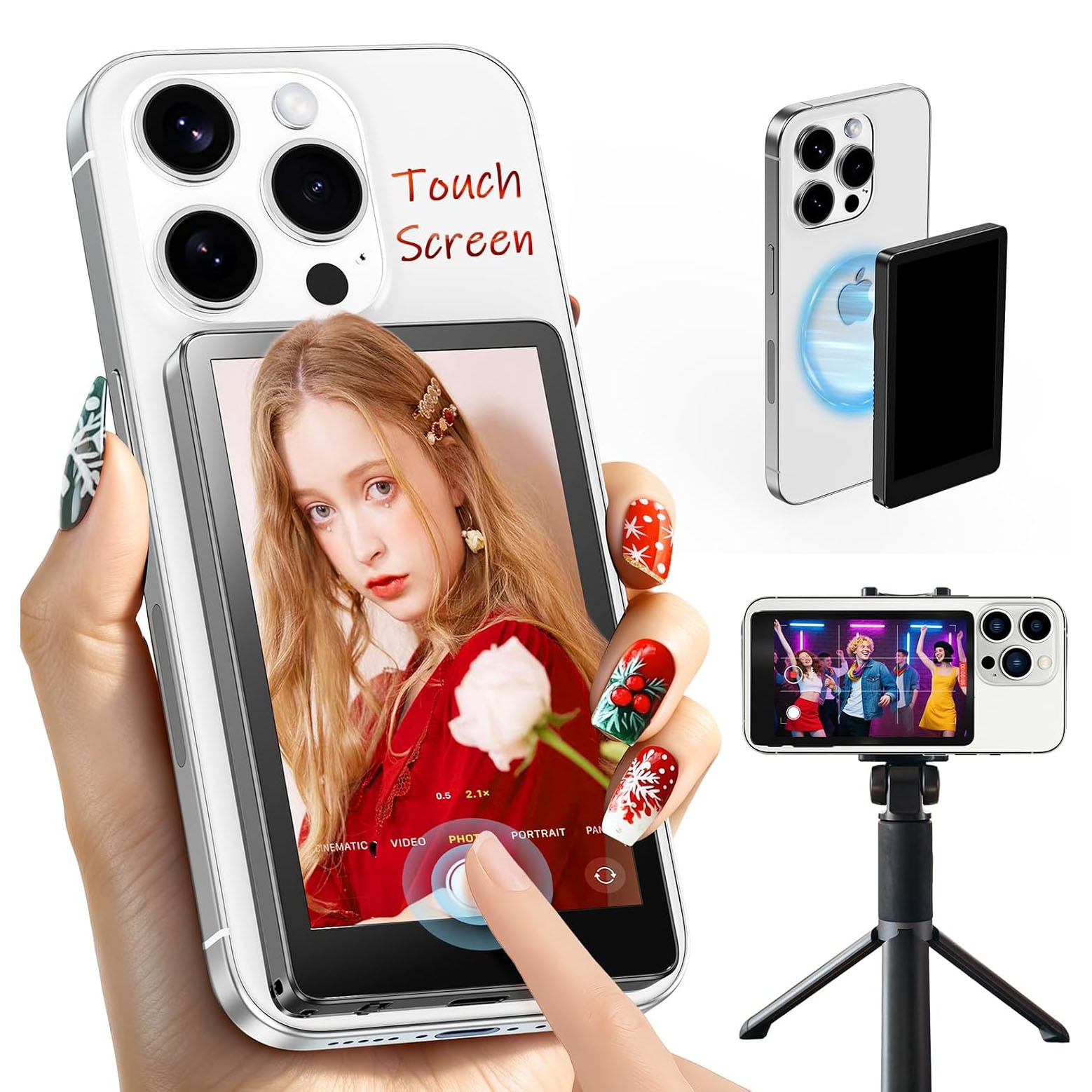 Phone Accessories Display Board - 4 Inch Wireless Magnetic Touch Selfie