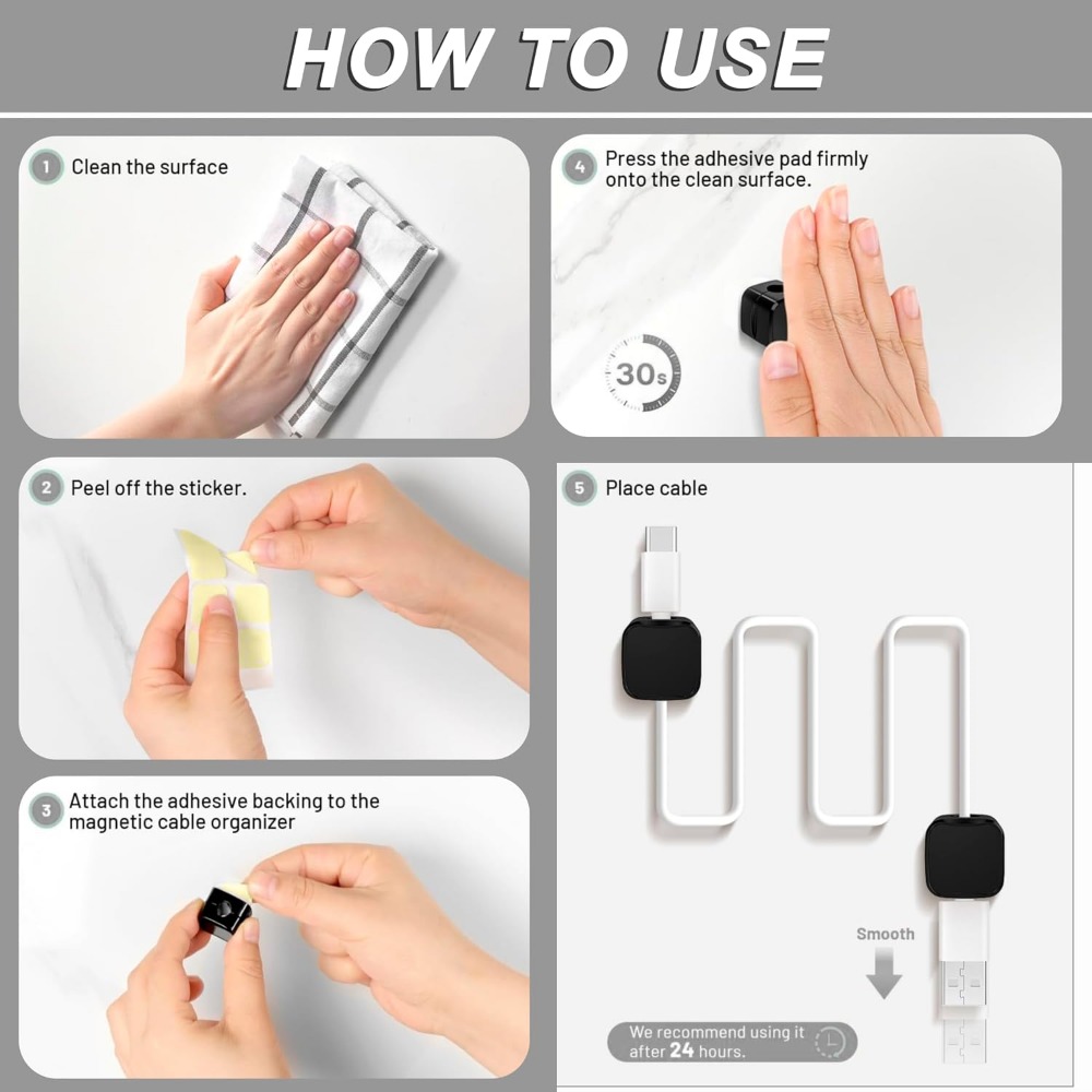 Magnetic Cable Clips for Cord  - огляд і ціна Cable Organizer Magnetic